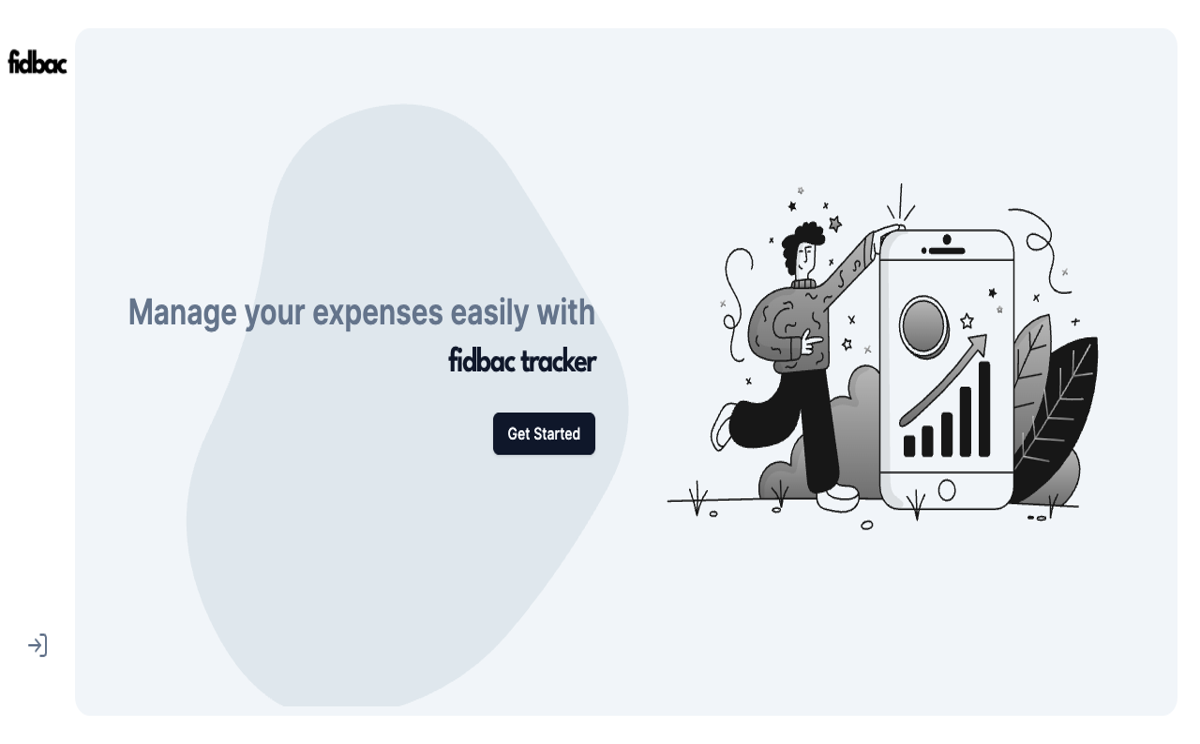 Screenshot of Fidbac expense tracker landing page